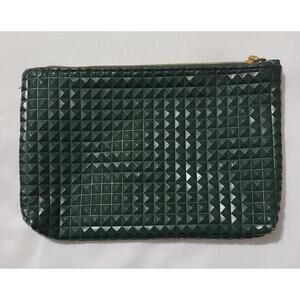 IPSY Textured Pattern Cosmetic Makeup Bag Hunter Green Pink Inside Bag Only EUC